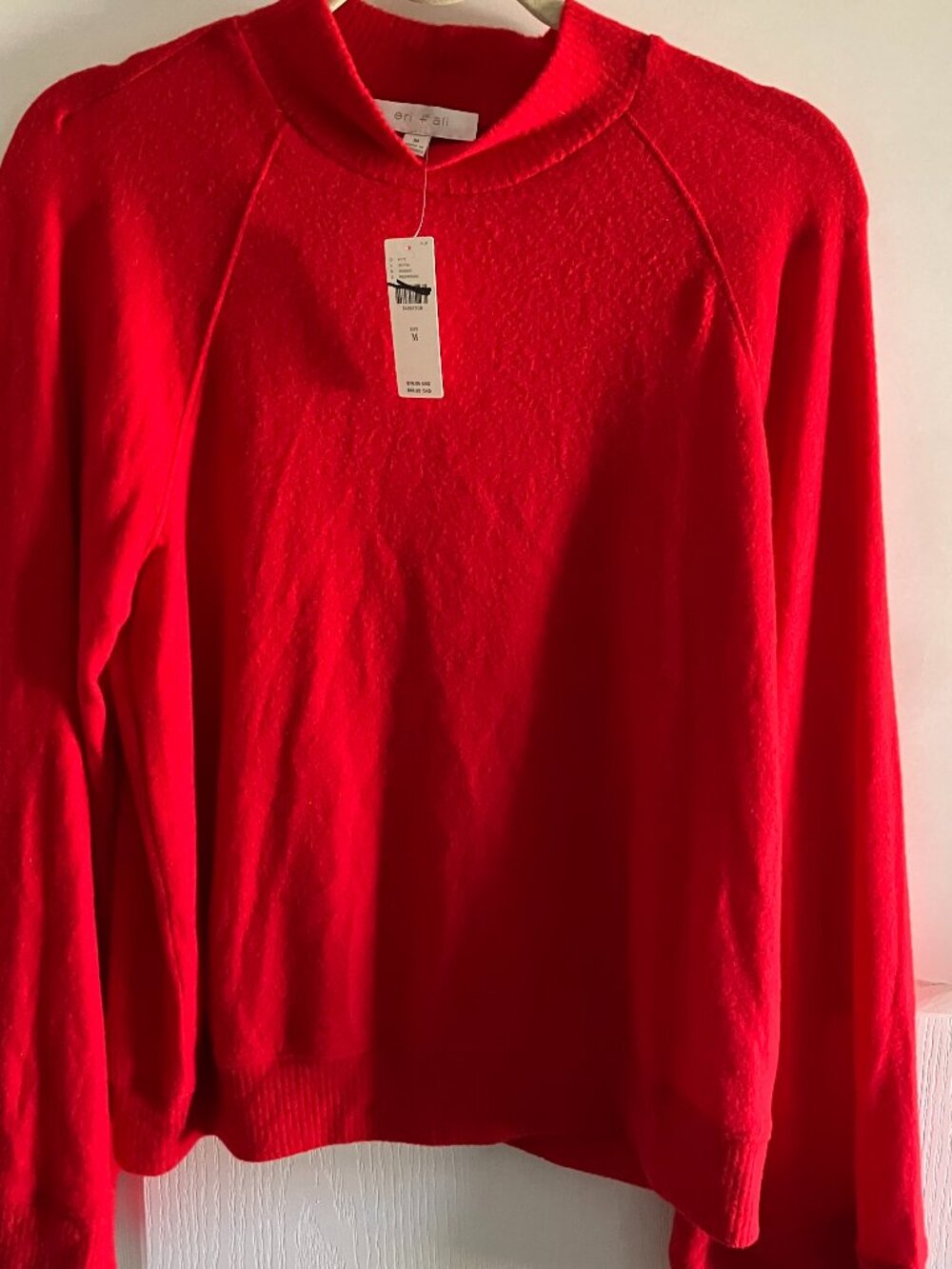 Eri+Ali Anthropologie Size M Womens Red Short Sleeve Crew Neck Stretch Comfy NWT